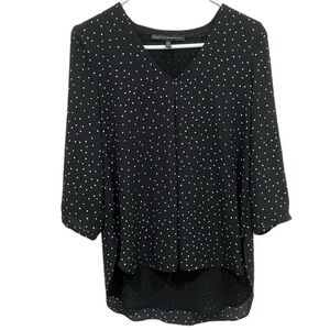 White House Black Market Size 0 Long Sleeve Polka Dot Semi 3/4 With Lining